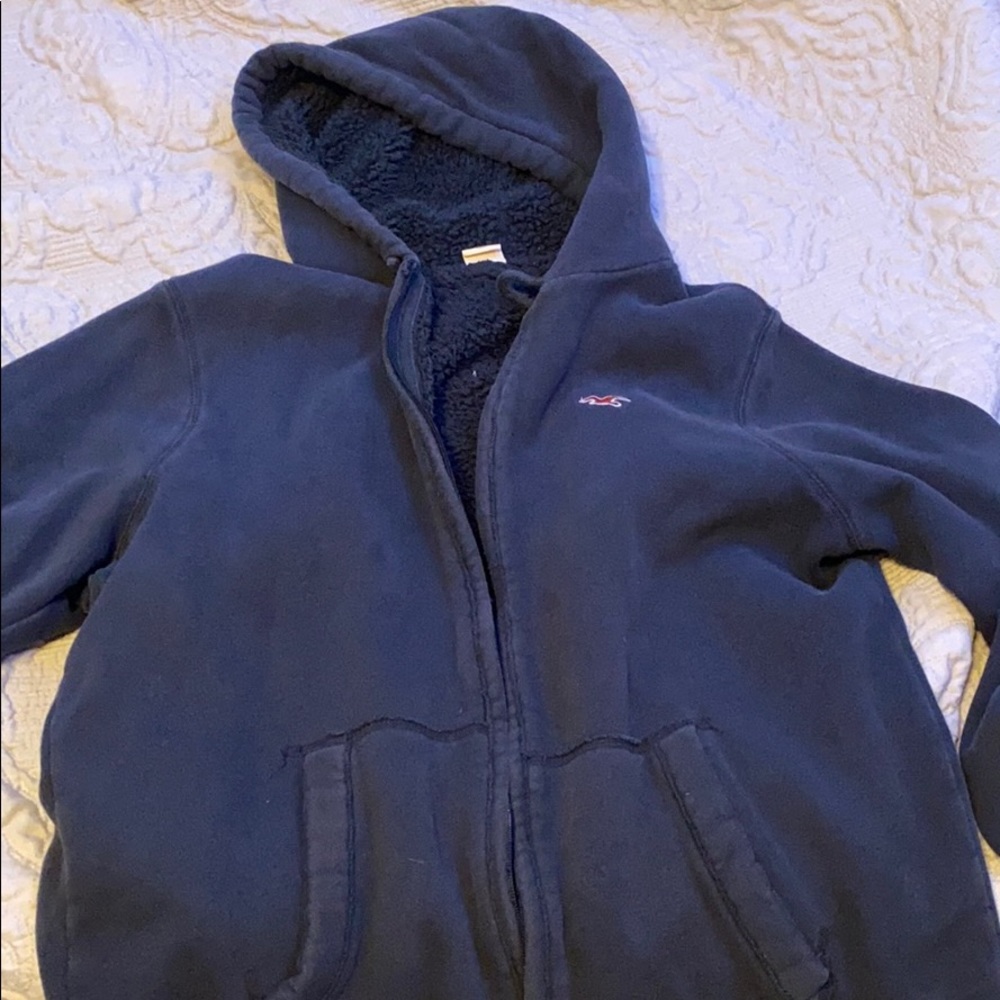 Size LG hollister fleece zip up jacket